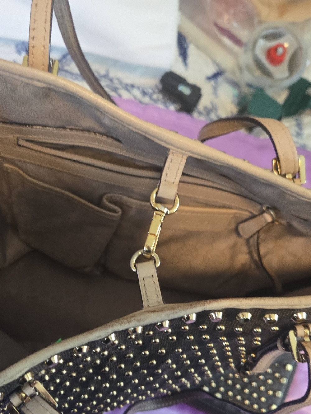 Michael Kors Gold Studded Tote with Matching Wallet - Picture 14 of 16
